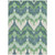 5' X 8' Green Ivory And Blue Ikat Washable Indoor Outdoor Area Rug