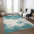 5' X 8' Teal Blue Ivory And Gray Abstract Washable Indoor Outdoor Area Rug