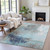 5' X 8' Teal Blue And Gray Abstract Washable Indoor Outdoor Area Rug - Teal Blue, Gray