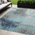 5' X 8' Teal Blue And Gray Abstract Washable Indoor Outdoor Area Rug - Teal Blue, Gray