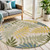 5' Green Yellow And Ivory Round Palm Leaf Indoor Outdoor Area Rug