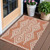 3' X 5' Salmon And Ivory Geometric Washable Indoor Outdoor Area Rug Transitional Style - Salmon, Ivory Color