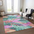 5' X 8' Teal Blue And Aqua Floral Washable Indoor Outdoor Area Rug Transitional Style - Teal Blue, Aqua Color