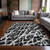3' X 5' Black and White Abstract Washable Non Skid Indoor Outdoor Area Rug