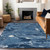 3' X 5' Navy Blue And Blue Abstract Washable Indoor Outdoor Area Rug