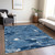 3' X 5' Navy Blue And Blue Abstract Washable Indoor Outdoor Area Rug