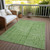 5' X 8' Green And Ivory Geometric Washable Indoor Outdoor Area Rug Transitional Style - Green, Ivory Color