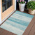 3' X 5' Teal Blue And Ivory Striped Washable Indoor Outdoor Area Rug Transitional Style - Teal Blue, Ivory Color