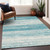 3' X 5' Teal Blue And Ivory Striped Washable Indoor Outdoor Area Rug Transitional Style - Teal Blue, Ivory Color