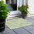 2' X 3' Green and White Abstract Washable Non Skid Indoor Outdoor Area Rug