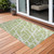 2' X 3' Green and White Abstract Washable Non Skid Indoor Outdoor Area Rug
