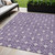 5' X 8' Purple And Ivory Geometric Washable Indoor Outdoor Area Rug Transitional Style - Purple, Ivory Color