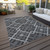 5' X 8' Charcoal Gray And Silver Geometric Washable Indoor Outdoor Area Rug