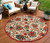 8' Red Gold Teal Blue And Green Round Floral Indoor Outdoor Area Rug