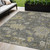 5' X 8' Gray And Charcoal Floral Washable Indoor Outdoor Area Rug