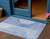 3' X 5' Denim Blue And Sky Blue Geometric Washable Indoor Outdoor Area Rug