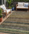 5' X 8' Brown And Gray Striped Washable Indoor Outdoor Area Rug