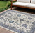 7' X 10' Ivory And Blue Floral Indoor Outdoor Area Rug