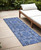 8' Runner Denim Blue and Gray Floral Medallion Washable Non Skid Indoor Outdoor Runner Rug