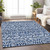 5' X 8' Navy Blue And Ivory Southwestern Washable Indoor Outdoor Area Rug