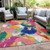 3' X 5' Blush Gold And Teal Blue Abstract Washable Indoor Outdoor Area Rug