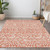 3' X 5' Coral And Ivory Southwestern Washable Indoor Outdoor Area Rug