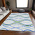 5' X 8' Sky Blue And Beige Abstract Washable Indoor Outdoor Area Rug