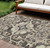 5' X 8' Chocolate And Taupe Damask Washable Indoor Outdoor Area Rug