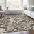 5' X 8' Chocolate And Taupe Damask Washable Indoor Outdoor Area Rug