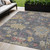 5' X 8' Blue Charcoal And Gold Floral Washable Indoor Outdoor Area Rug