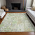 3' X 5' Artichoke Green Lavender And Beige Floral Washable Indoor Outdoor Area Rug