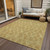 3' X 5' Gold Taupe And Beige Geometric Washable Indoor Outdoor Area Rug