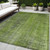 5' X 8' Green Striped Washable Non Skid Indoor Outdoor Area Rug Transitional Style - Green Color