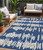 5' X 8' Navy Blue Gray And Ivory Striped Washable Indoor Outdoor Area Rug - Navy Blue, Gray, Ivory