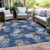 5' X 8' Navy Blue Brown And Ivory Polka Dot Washable Indoor Outdoor Area Rug