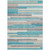 5' X 8' Teal Blue Gray And Beige Striped Washable Indoor Outdoor Area Rug