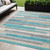 5' X 8' Teal Blue Gray And Beige Striped Washable Indoor Outdoor Area Rug