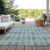 3' X 5' Teal Geometric Washable Non Skid Indoor Outdoor Area Rug - Teal Blue