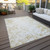 5' X 8' Gold And Ivory Abstract Washable Indoor Outdoor Area Rug