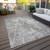 5' X 8' Ivory Charcoal And Beige Geometric Washable Indoor Outdoor Area Rug