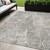 5' X 8' Ivory Charcoal And Beige Geometric Washable Indoor Outdoor Area Rug