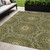 5' X 8' Olive Green Artichoke Green And Gold Floral Medallion Washable Indoor Outdoor Area Rug