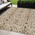 5' X 8' Ivory Brown And Red Floral Washable Indoor Outdoor Area Rug - Ivory, Brown, Red