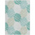3' X 5' Teal Blue Ivory And Taupe Geometric Washable Indoor Outdoor Area Rug