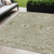 5' X 8' Fern Green And Beige Floral Medallion Washable Indoor Outdoor Area Rug