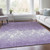 3' X 5' Purple And Ivory Damask Washable Indoor Outdoor Area Rug - Purple, Ivory
