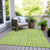 3' X 5' Lime Green And Ivory Striped Washable Indoor Outdoor Area Rug