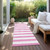 2' X 8' Pink and White Striped Washable Indoor Outdoor Runner Rug