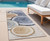 8' Beige Blue And Gold Faux Bois Washable Indoor Outdoor Runner Rug