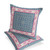 Set of Two 16" X 16" Blue and Pink Blown Seam Geometric Indoor Outdoor Throw Pillow